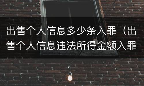 出售个人信息多少条入罪（出售个人信息违法所得金额入罪）
