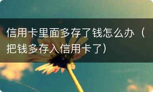 信用卡里面多存了钱怎么办（把钱多存入信用卡了）