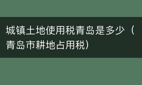 城镇土地使用税青岛是多少（青岛市耕地占用税）