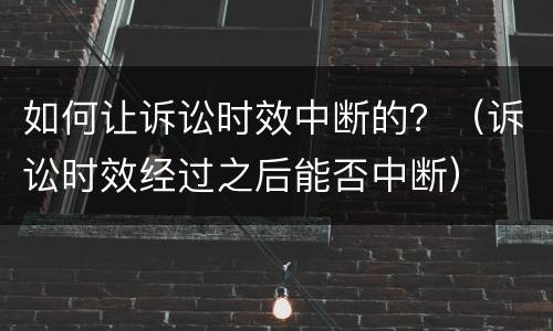 如何让诉讼时效中断的？（诉讼时效经过之后能否中断）