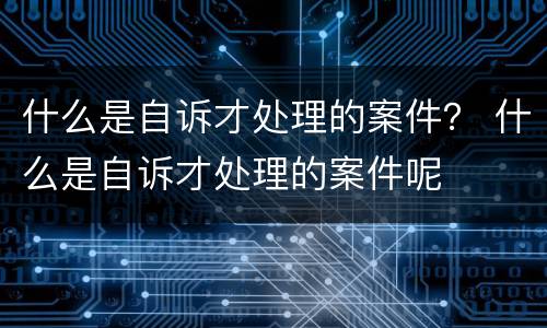 什么是自诉才处理的案件？ 什么是自诉才处理的案件呢