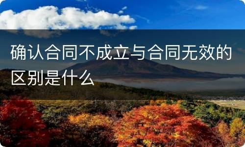 确认合同不成立与合同无效的区别是什么