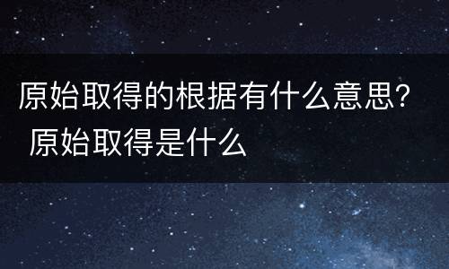 原始取得的根据有什么意思？ 原始取得是什么
