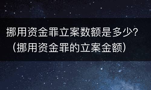 挪用资金罪立案数额是多少？（挪用资金罪的立案金额）