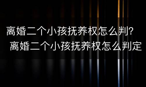 离婚二个小孩抚养权怎么判？ 离婚二个小孩抚养权怎么判定
