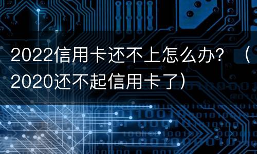 2022信用卡还不上怎么办？（2020还不起信用卡了）