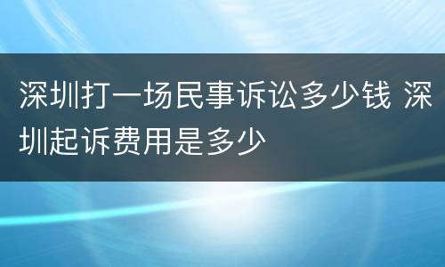 深圳打一场民事诉讼多少钱 深圳起诉费用是多少