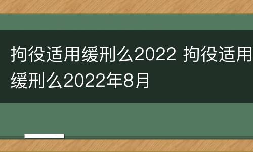 拘役适用缓刑么2022 拘役适用缓刑么2022年8月