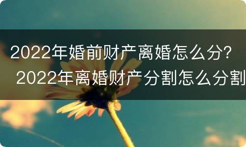2022年婚前财产离婚怎么分？ 2022年离婚财产分割怎么分割