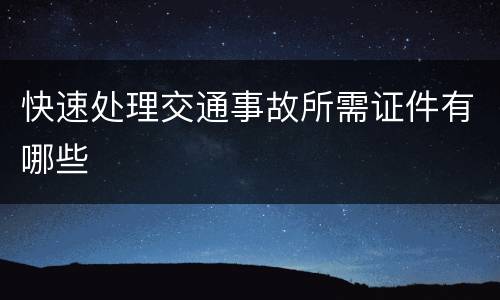快速处理交通事故所需证件有哪些