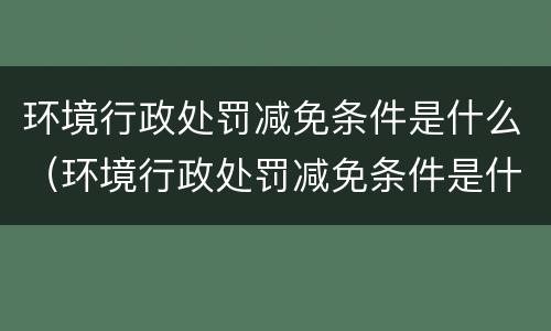 环境行政处罚减免条件是什么（环境行政处罚减免条件是什么内容）