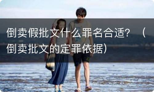 倒卖假批文什么罪名合适？（倒卖批文的定罪依据）