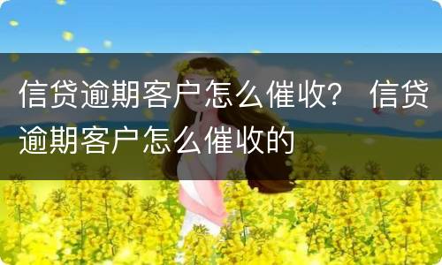 信贷逾期客户怎么催收？ 信贷逾期客户怎么催收的