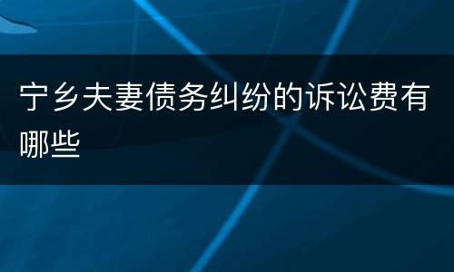 宁乡夫妻债务纠纷的诉讼费有哪些