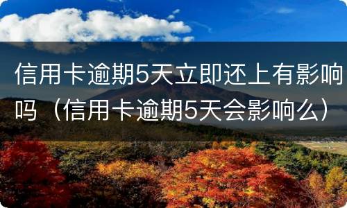 信用卡逾期5天立即还上有影响吗（信用卡逾期5天会影响么）