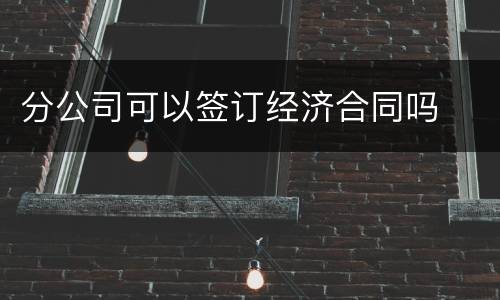 分公司可以签订经济合同吗