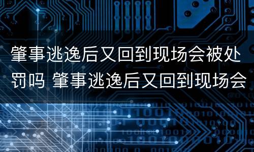 肇事逃逸后又回到现场会被处罚吗 肇事逃逸后又回到现场会被处罚吗知乎