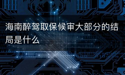 海南醉驾取保候审大部分的结局是什么