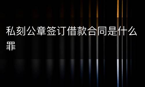 私刻公章签订借款合同是什么罪