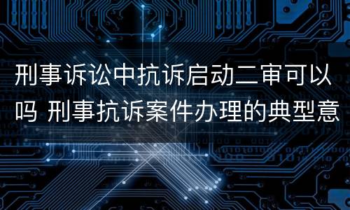 刑事诉讼中抗诉启动二审可以吗 刑事抗诉案件办理的典型意义