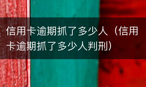 信用卡逾期抓了多少人（信用卡逾期抓了多少人判刑）