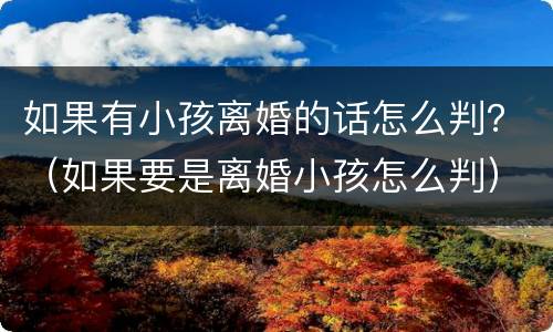 如果有小孩离婚的话怎么判？（如果要是离婚小孩怎么判）