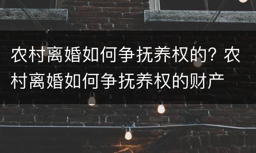 农村离婚如何争抚养权的? 农村离婚如何争抚养权的财产