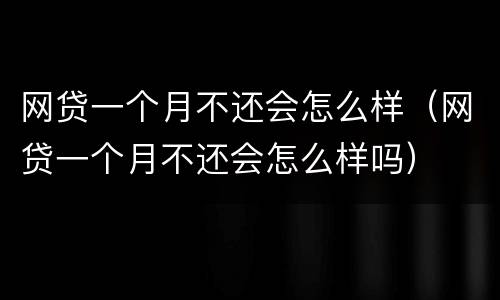 网贷一个月不还会怎么样（网贷一个月不还会怎么样吗）