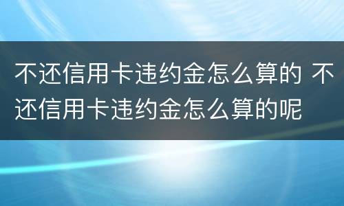 不还信用卡违约金怎么算的 不还信用卡违约金怎么算的呢