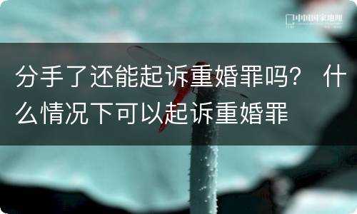 分手了还能起诉重婚罪吗？ 什么情况下可以起诉重婚罪