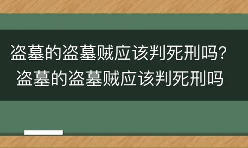 盗墓的盗墓贼应该判死刑吗？ 盗墓的盗墓贼应该判死刑吗