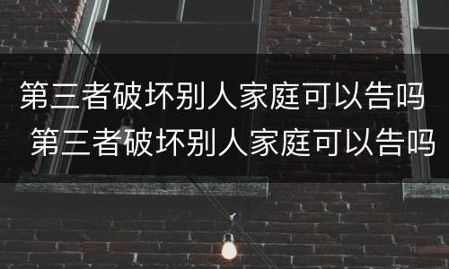 第三者破坏别人家庭可以告吗 第三者破坏别人家庭可以告吗民法典