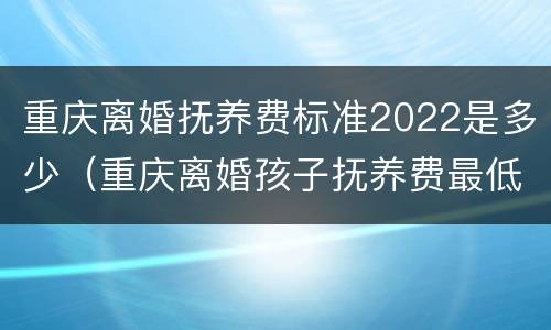 重庆离婚抚养费标准2022是多少（重庆离婚孩子抚养费最低标准）