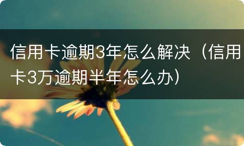 信用卡逾期3年怎么解决（信用卡3万逾期半年怎么办）