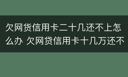 欠网货信用卡二十几还不上怎么办 欠网贷信用卡十几万还不上怎么办
