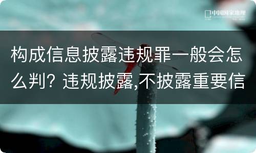 构成信息披露违规罪一般会怎么判? 违规披露,不披露重要信息罪判例
