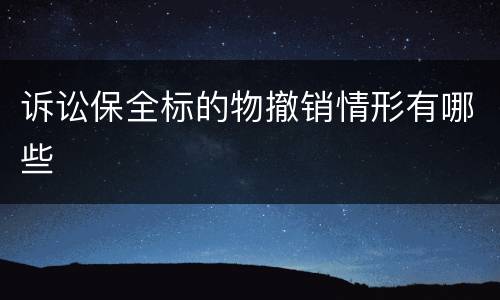 诉讼保全标的物撤销情形有哪些