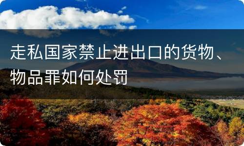 走私国家禁止进出口的货物、物品罪如何处罚