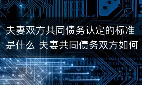 夫妻双方共同债务认定的标准是什么 夫妻共同债务双方如何承担