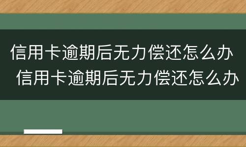 信用卡逾期后无力偿还怎么办 信用卡逾期后无力偿还怎么办理