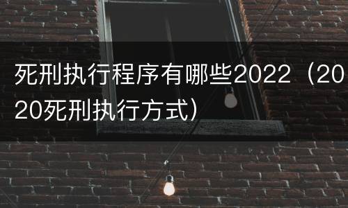 死刑执行程序有哪些2022（2020死刑执行方式）