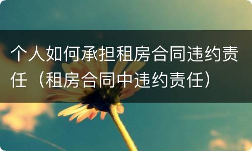 个人如何承担租房合同违约责任（租房合同中违约责任）