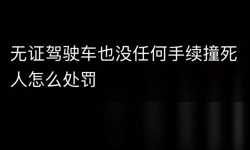 无证驾驶车也没任何手续撞死人怎么处罚