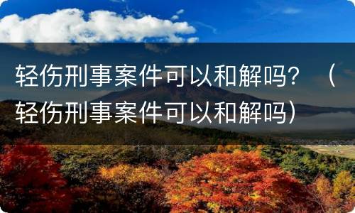 轻伤刑事案件可以和解吗？（轻伤刑事案件可以和解吗）