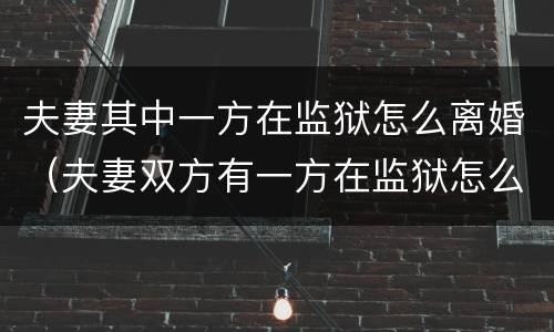 夫妻其中一方在监狱怎么离婚（夫妻双方有一方在监狱怎么离婚）