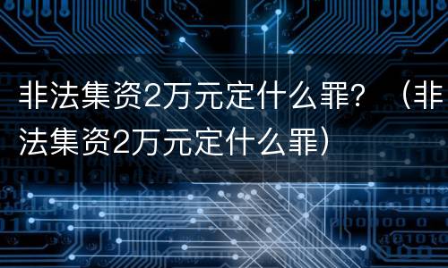 非法集资2万元定什么罪？（非法集资2万元定什么罪）
