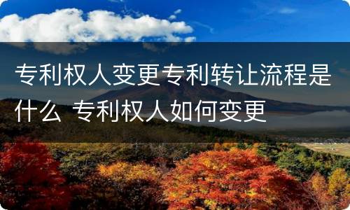 专利权人变更专利转让流程是什么 专利权人如何变更