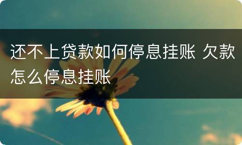 还不上贷款如何停息挂账 欠款怎么停息挂账