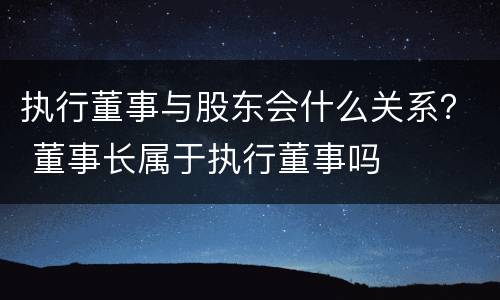 执行董事与股东会什么关系？ 董事长属于执行董事吗