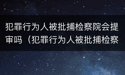 犯罪行为人被批捕检察院会提审吗（犯罪行为人被批捕检察院会提审吗）